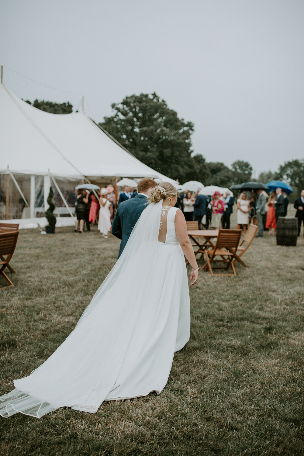 Justin Alexander Dress Gown Bride Bridal Train Veil Illustion Back City Cathedral Country Marquee Wedding Siobhan Beales Photography