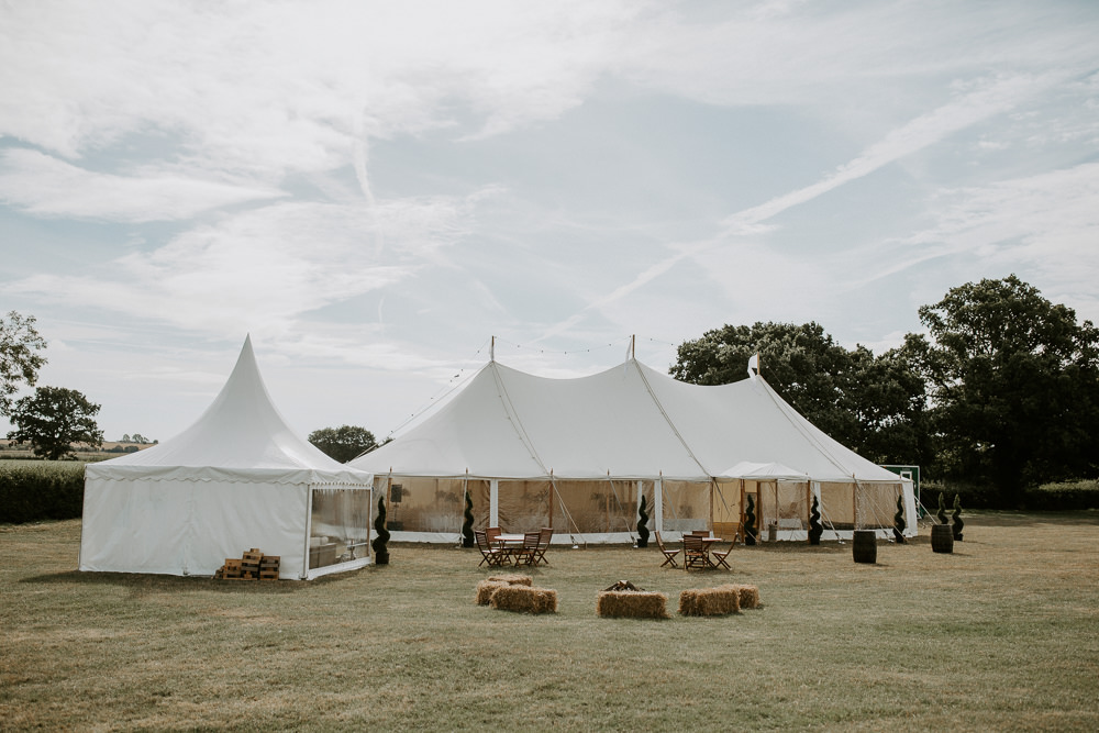 Hay Bales Pole Tent City Cathedral Country Marquee Wedding Siobhan Beales Photography