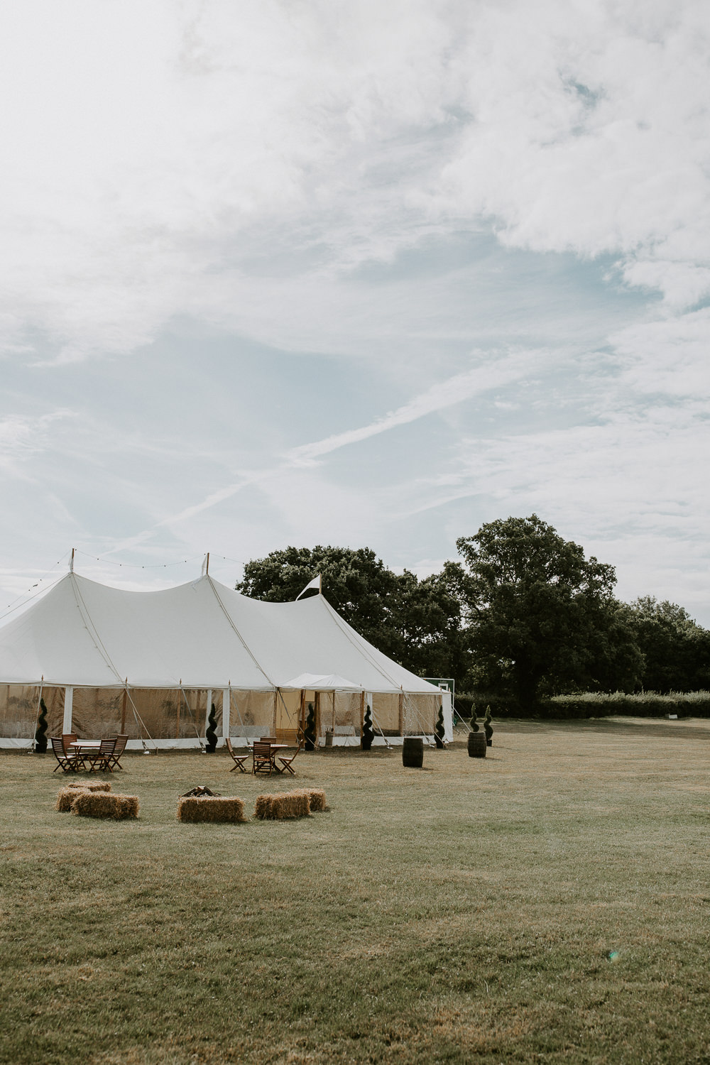 Hay Bales Pole Tent City Cathedral Country Marquee Wedding Siobhan Beales Photography