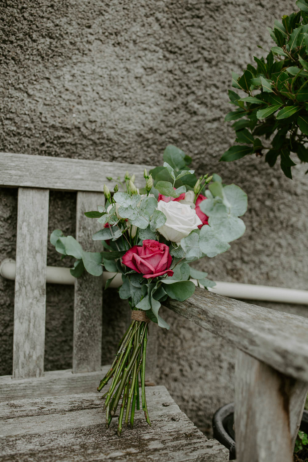 Bride Bridal Bouquet Flowers Greenery Foliage Red Rose City Cathedral Country Marquee Wedding Siobhan Beales Photography