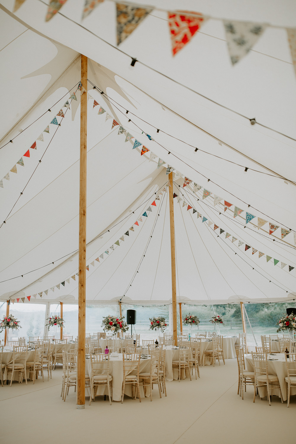 Pole Tent Decor Bunting Flowers City Cathedral Country Marquee Wedding Siobhan Beales Photography