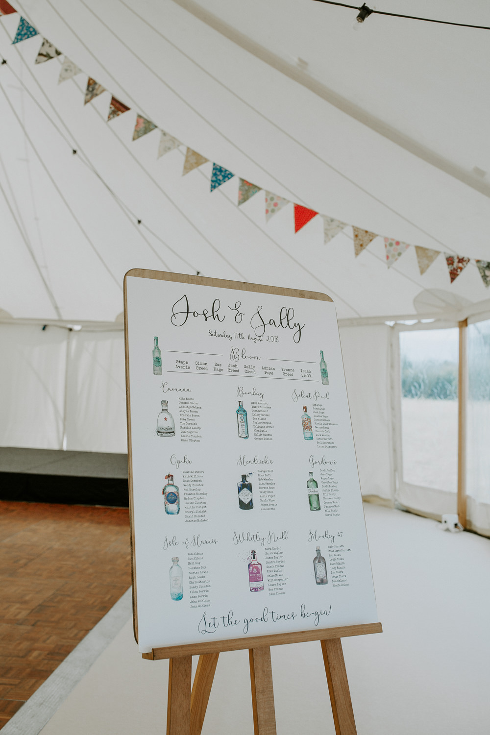 Seating Plan Table Chart Gin Illustrated Calligraphy City Cathedral Country Marquee Wedding Siobhan Beales Photography