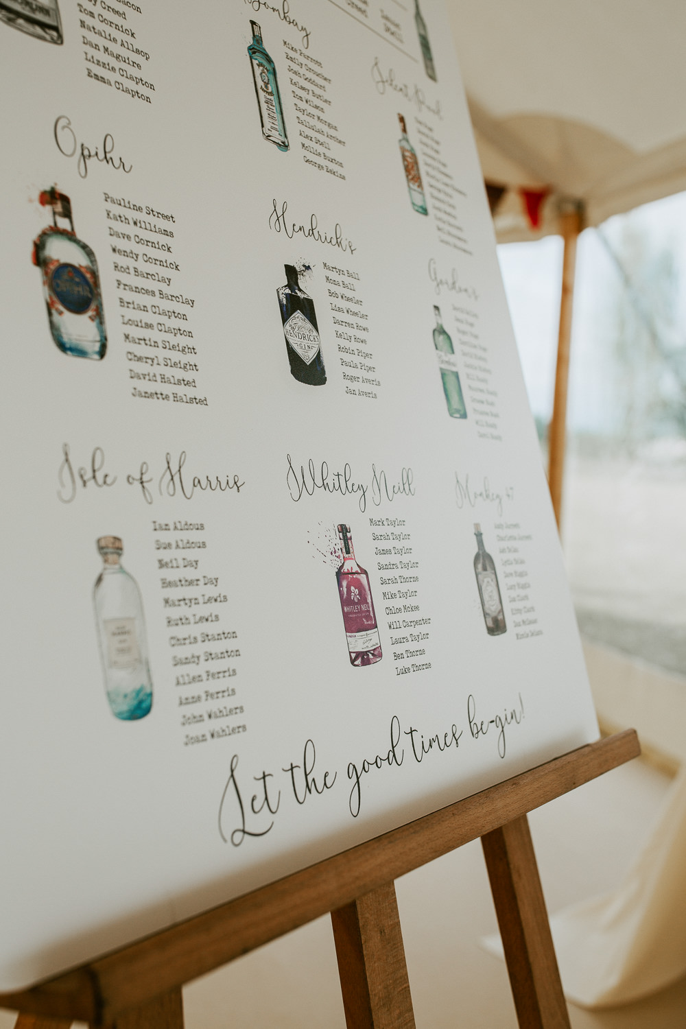 Seating Plan Table Chart Gin Illustrated Calligraphy City Cathedral Country Marquee Wedding Siobhan Beales Photography