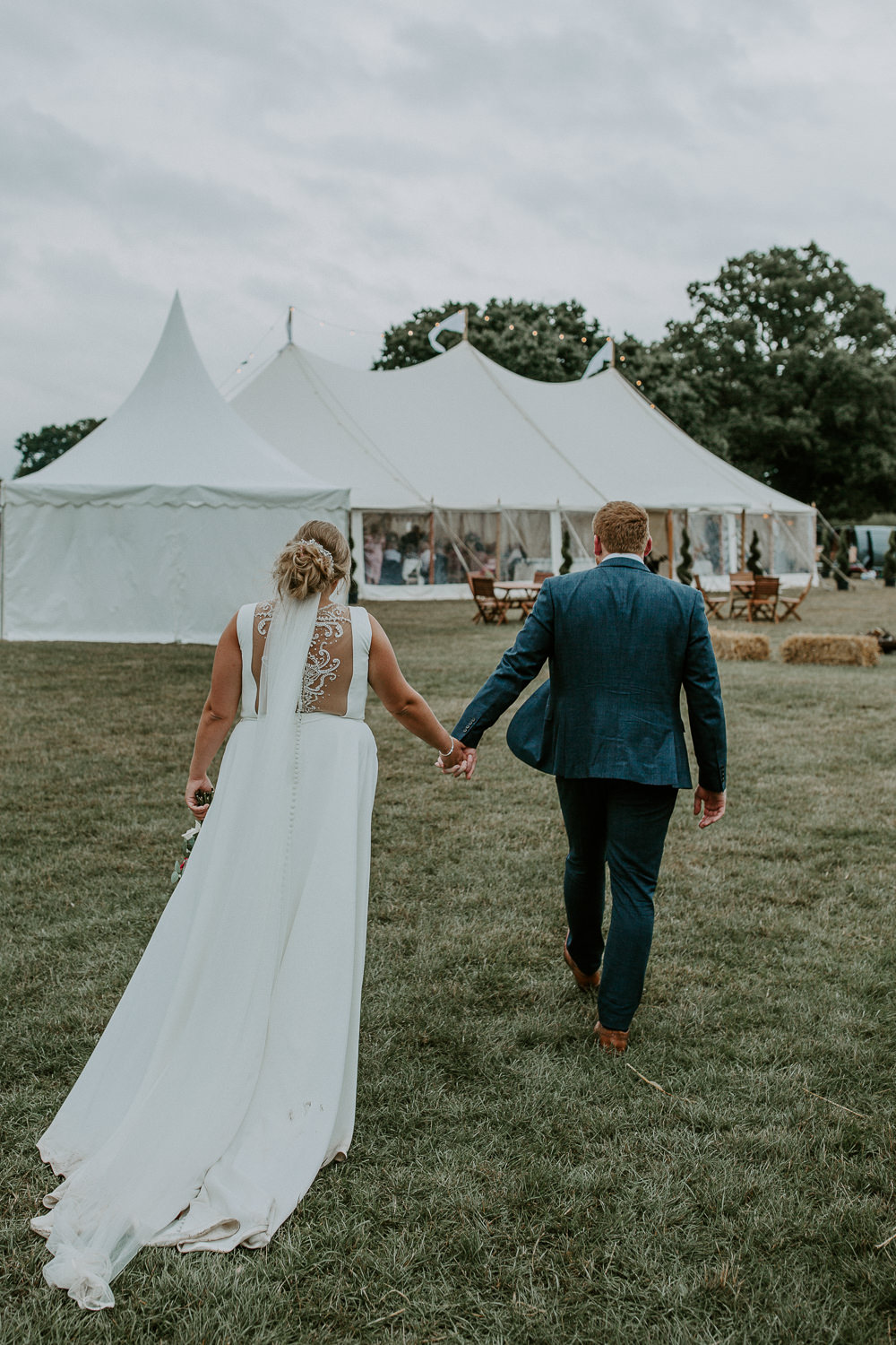 Justin Alexander Dress Gown Bride Bridal Train Veil Illustion Back City Cathedral Country Marquee Wedding Siobhan Beales Photography