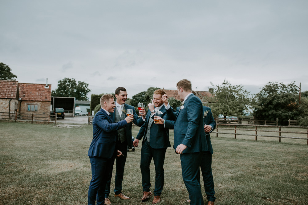Groom Suit Navy Grey Tweed Waistcoat Groomsmen City Cathedral Country Marquee Wedding Siobhan Beales Photography