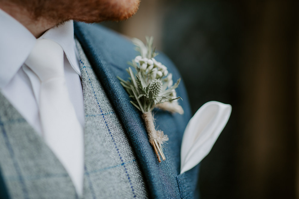 Buttonhole Flowers Groom Twine City Cathedral Country Marquee Wedding Siobhan Beales Photography