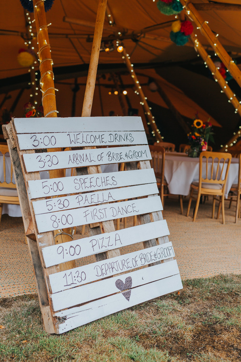Wooden Pallet Sign Rustic Signage Colourful Tipi Wedding Charlotte Razzell Photography