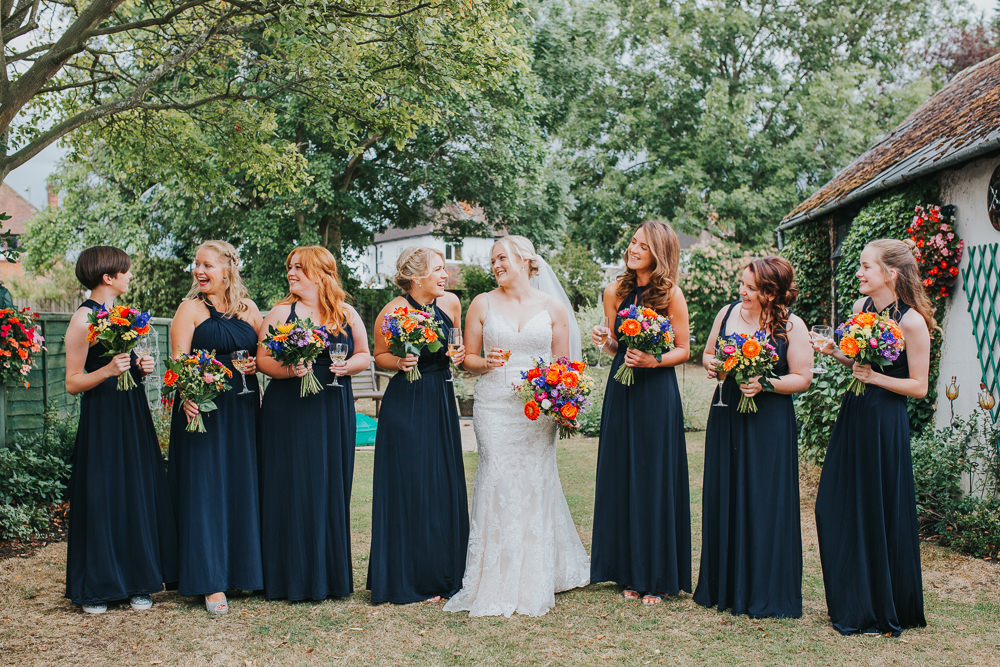Navy Blue Bridesmaid Dresses Long Maxi Multiway Flowers Bouquets Colourful Tipi Wedding Charlotte Razzell Photography