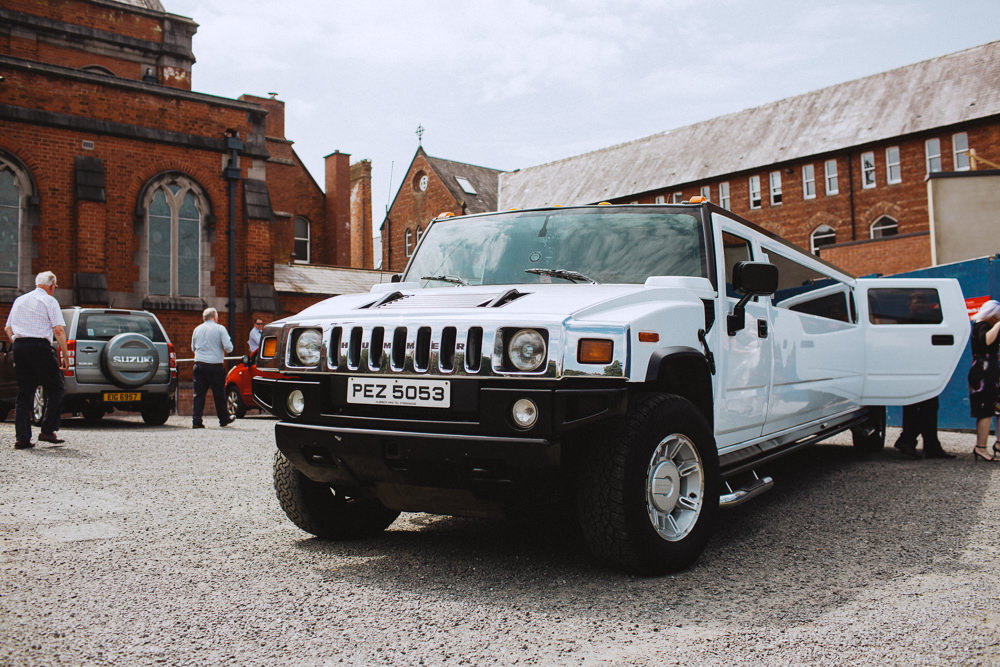 Transport Hummer Drenagh House Estate Wedding Monochrome Honey and the Moon Photography