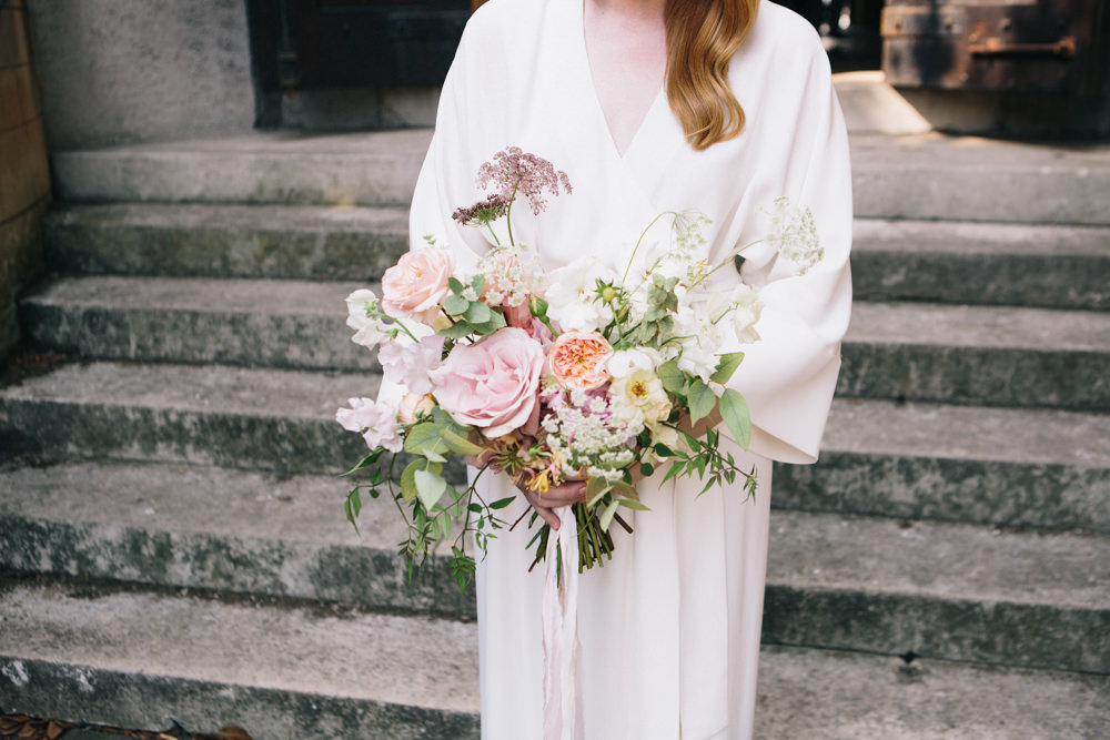 Bride Bridal Pink Peach White Foliage Peony Rose Bouquet Flowers East London Leytonstone Wedding Robbins Photographic