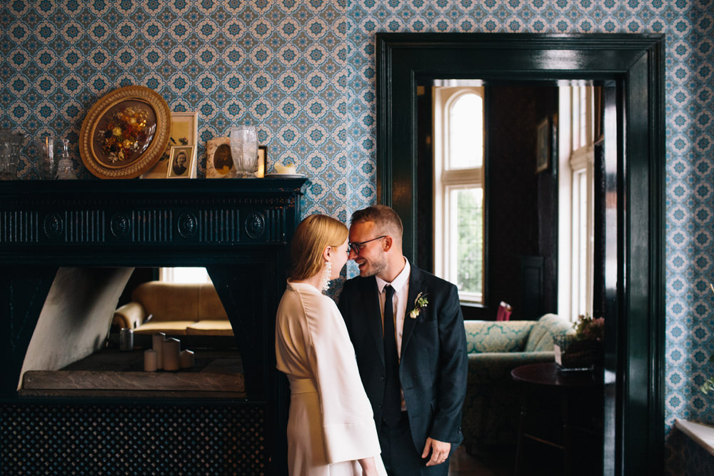 Bride Bridal Kimono Style Silk Dress Dark Suit Groom East London Leytonstone Wedding Robbins Photographic