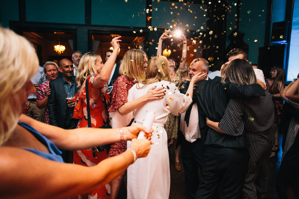 Bride Bridal Kimono Style Silk Dress Dark Suit Groom Confetti Cannon East London Leytonstone Wedding Robbins Photographic