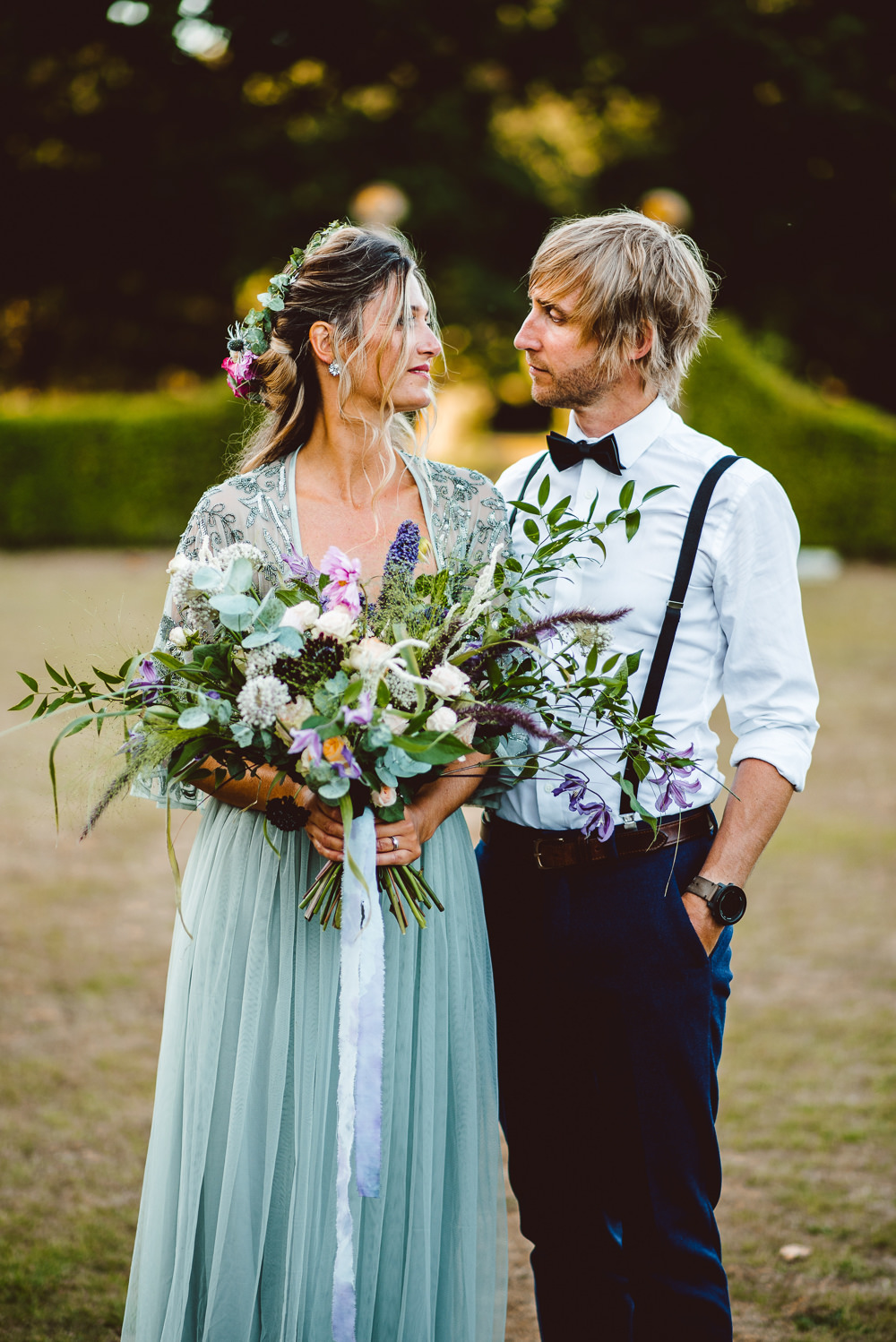 Dress Gown Bride Bridal Green Sequin Tulle Sleeves Embellished Cape Ethereal Magical Golden Hour Wedding Ideas Dhw Photography