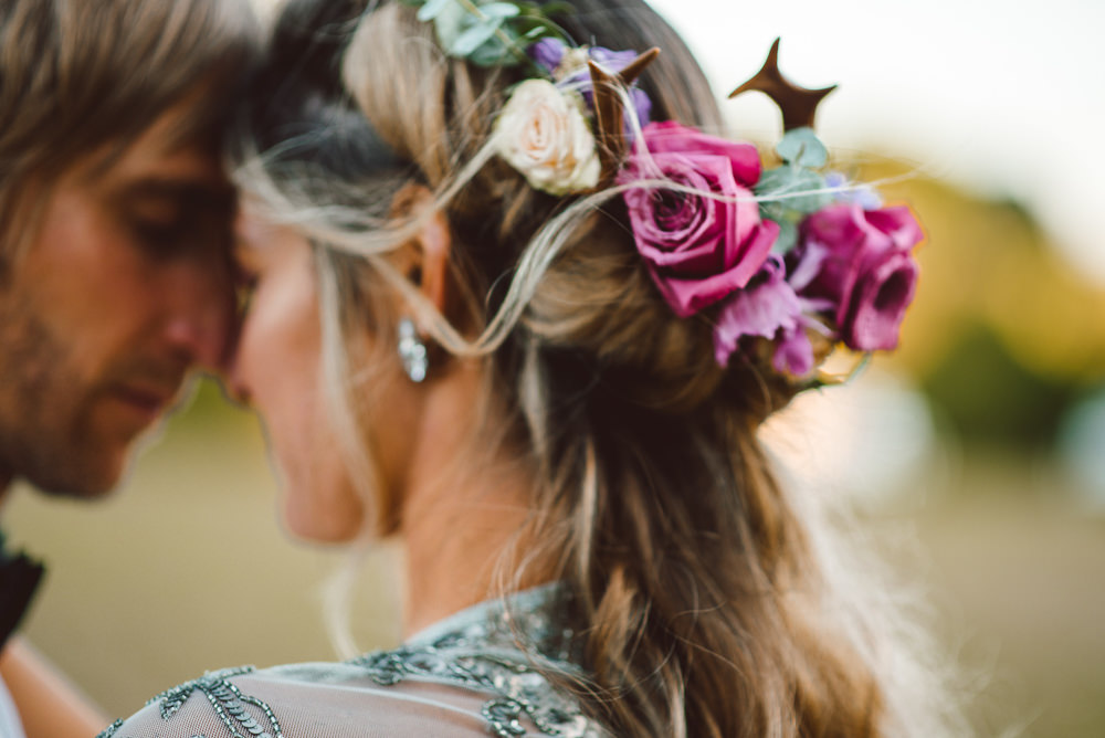 Bride Bridal Hair Twist Rustic Flowers Flower Crown Style Up Do Ethereal Magical Golden Hour Wedding Ideas Dhw Photography