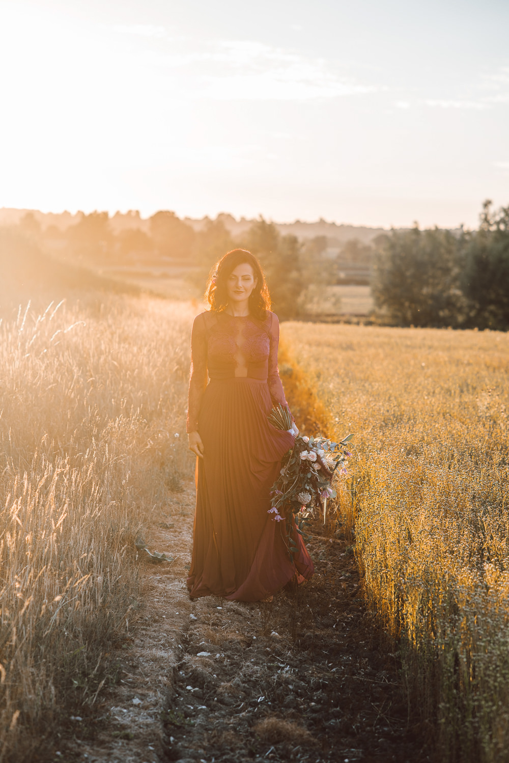 Deep Purple Bridesmaid Dress Long Maxi Ethereal Magical Golden Hour Wedding Ideas Dhw Photography