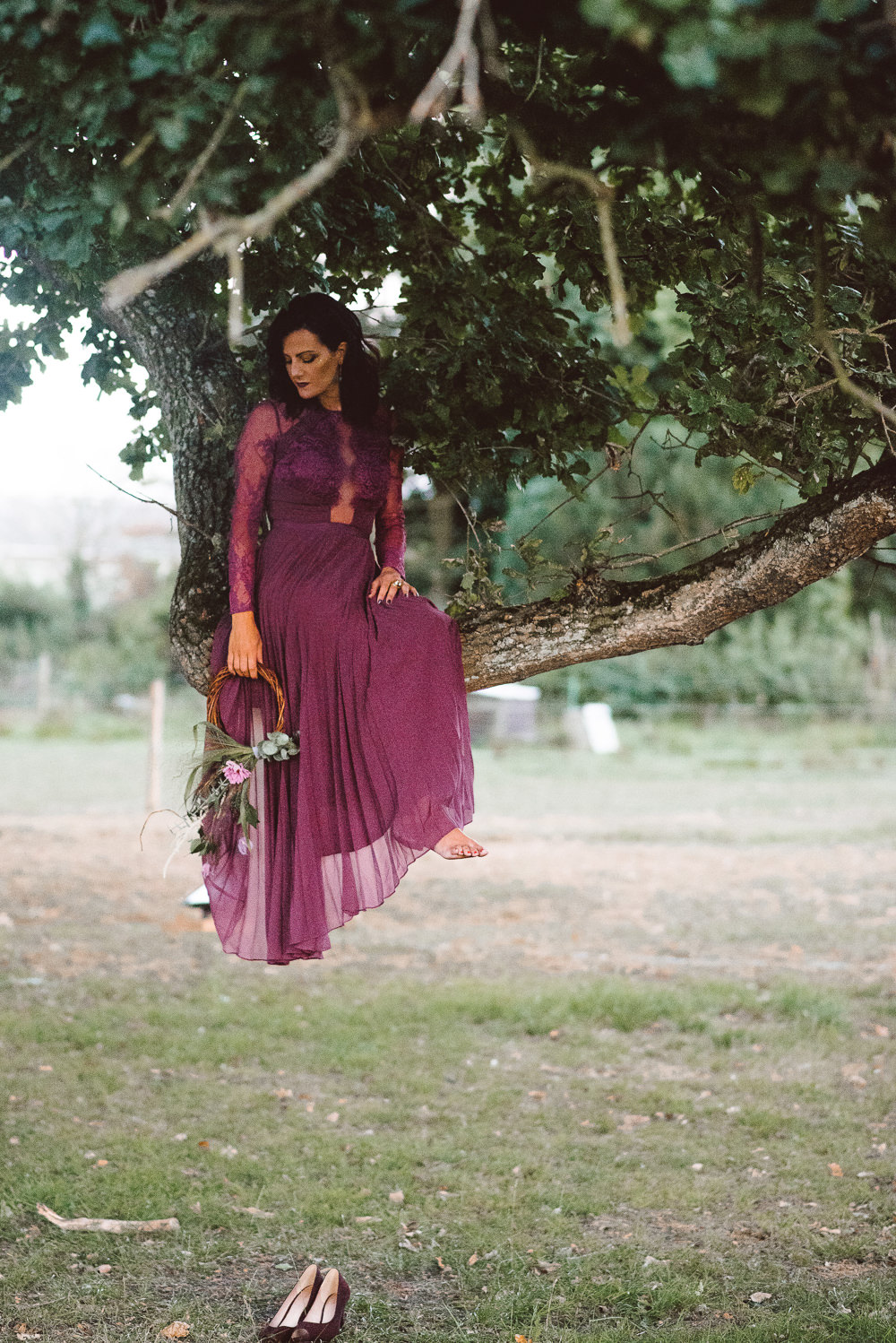 Deep Purple Bridesmaid Dress Long Maxi Ethereal Magical Golden Hour Wedding Ideas Dhw Photography