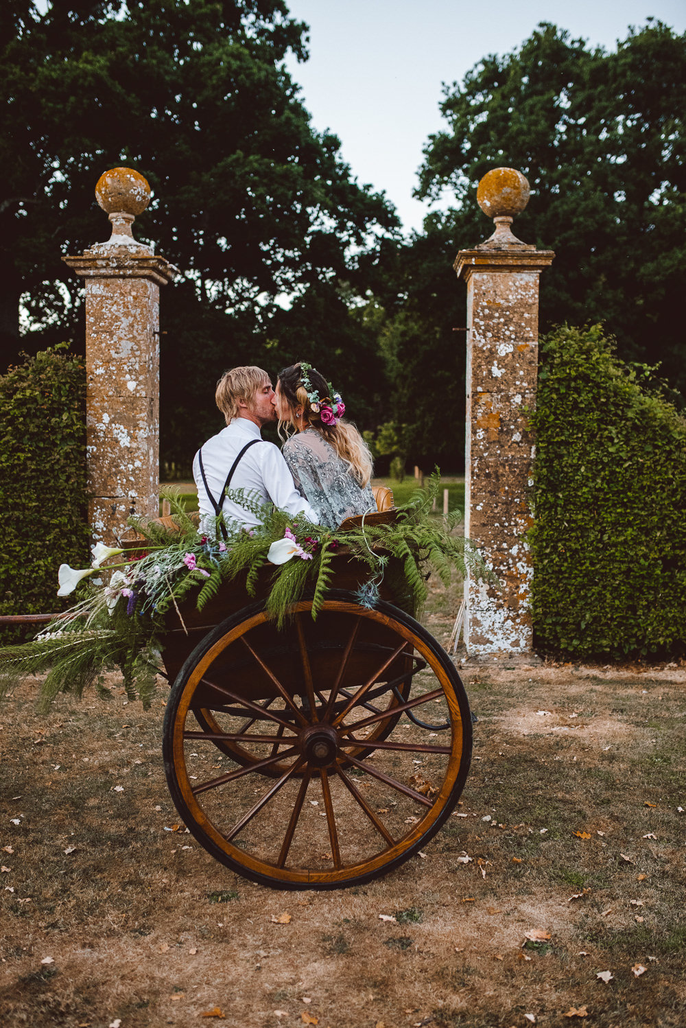 Carriage Flowers Transport Ethereal Magical Golden Hour Wedding Ideas Dhw Photography
