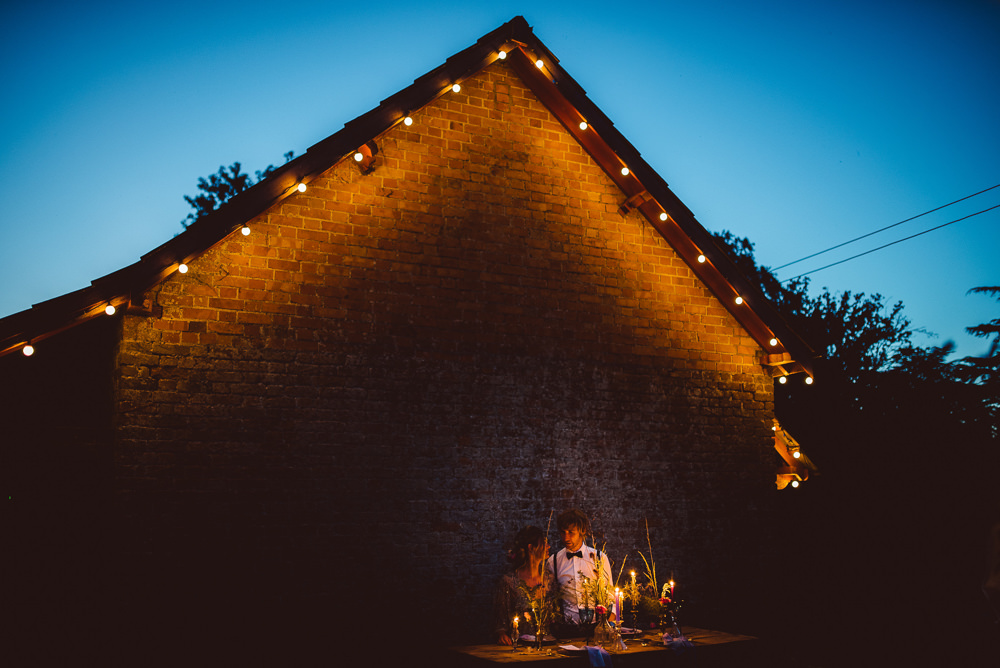Outdoor Tables Festoon Lights Candles Ethereal Magical Golden Hour Wedding Ideas Dhw Photography