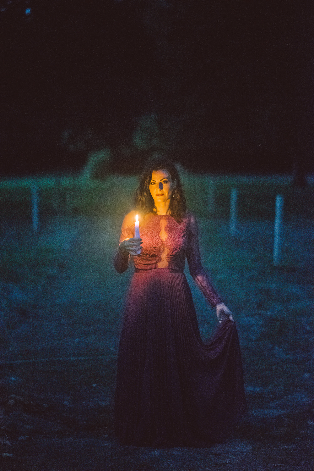 Candle Light Lantern Deep Purple Bridesmaid Dress Long Maxi Ethereal Magical Golden Hour Wedding Ideas Dhw Photography