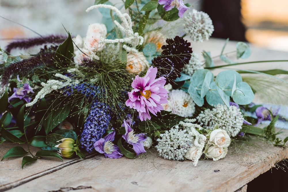 Flowers Bouquet Bride Bridal Pink Purple Rose Greenery Foliage Wild Natural Ethereal Magical Golden Hour Wedding Ideas Dhw Photography