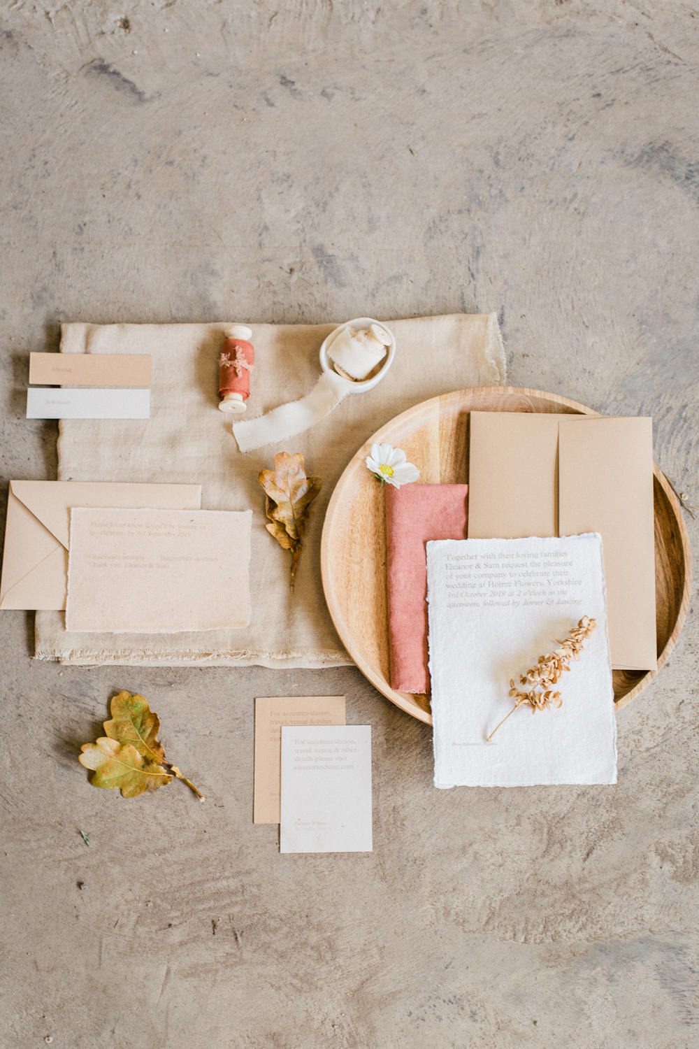 Stationery Suite Flat Lay Invite Inivtations Blush Pink Linen Silk Ribbon Natural Fine Art Farm Wedding Ideas Seyi Rochelle Photography
