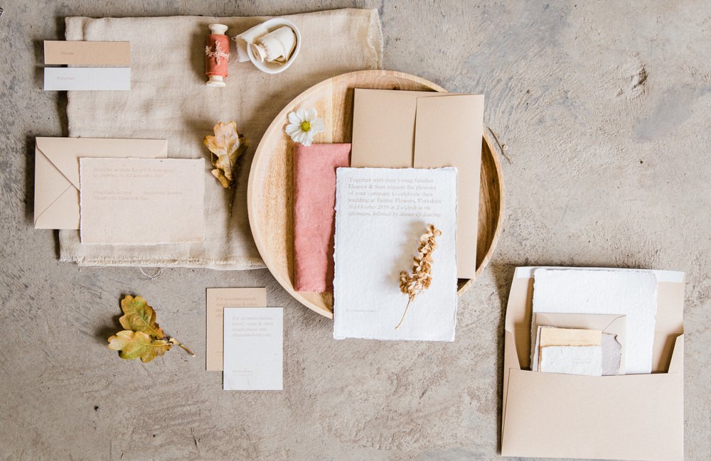 Stationery Suite Flat Lay Invite Inivtations Blush Pink Linen Silk Ribbon Natural Fine Art Farm Wedding Ideas Seyi Rochelle Photography