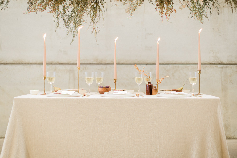 Table Tablescape Decor Blush Candles Linen Fine Art Farm Wedding Ideas Seyi Rochelle Photography