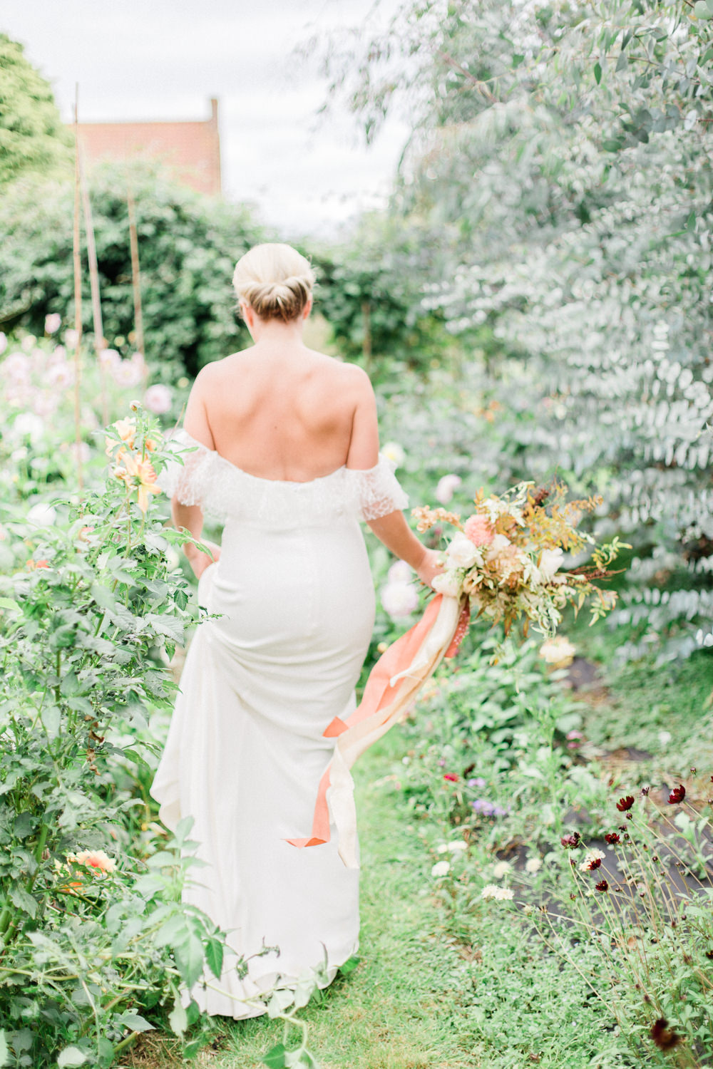 Bride Bridal Dress Gown Off Shoulder Bardot Boho Bohemian Cherry Williams London Frill Ruffle Fine Art Farm Wedding Ideas Seyi Rochelle Photography