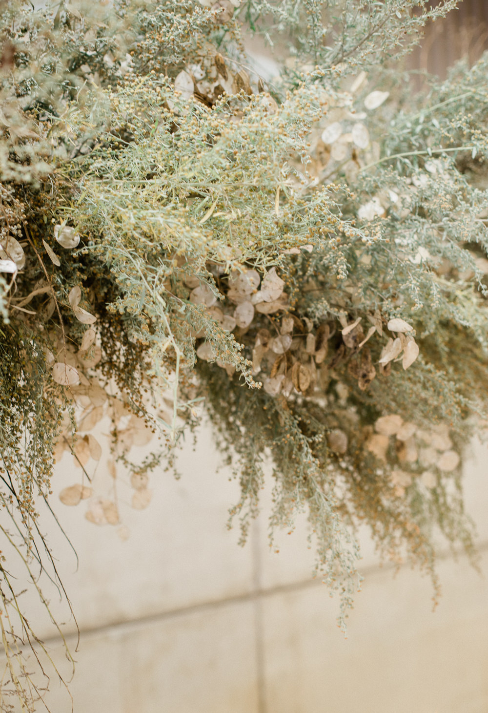 Flower Installation Backdrop Greenery Foliage Grass Grasses Wild Natural Table Suspended Cloud Hanging Fine Art Farm Wedding Ideas Seyi Rochelle Photography