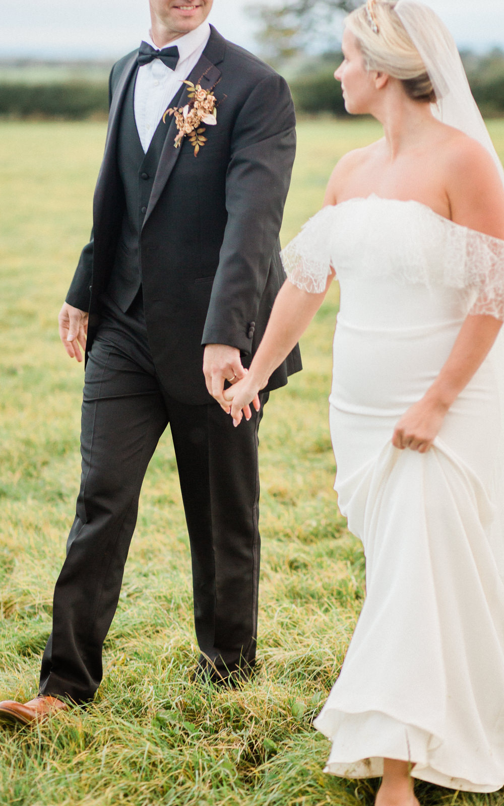 Bride Bridal Dress Gown Off Shoulder Bardot Boho Bohemian Cherry Williams London Frill Ruffle Fine Art Farm Wedding Ideas Seyi Rochelle Photography
