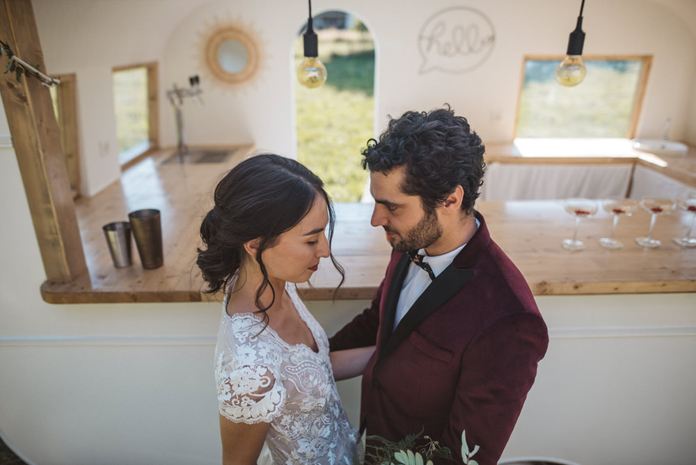 Cocktail Bar Vintage Caravan Truck Station French Alps Folk Boho Mountain Wedding Ideas Katja & Simon Photography