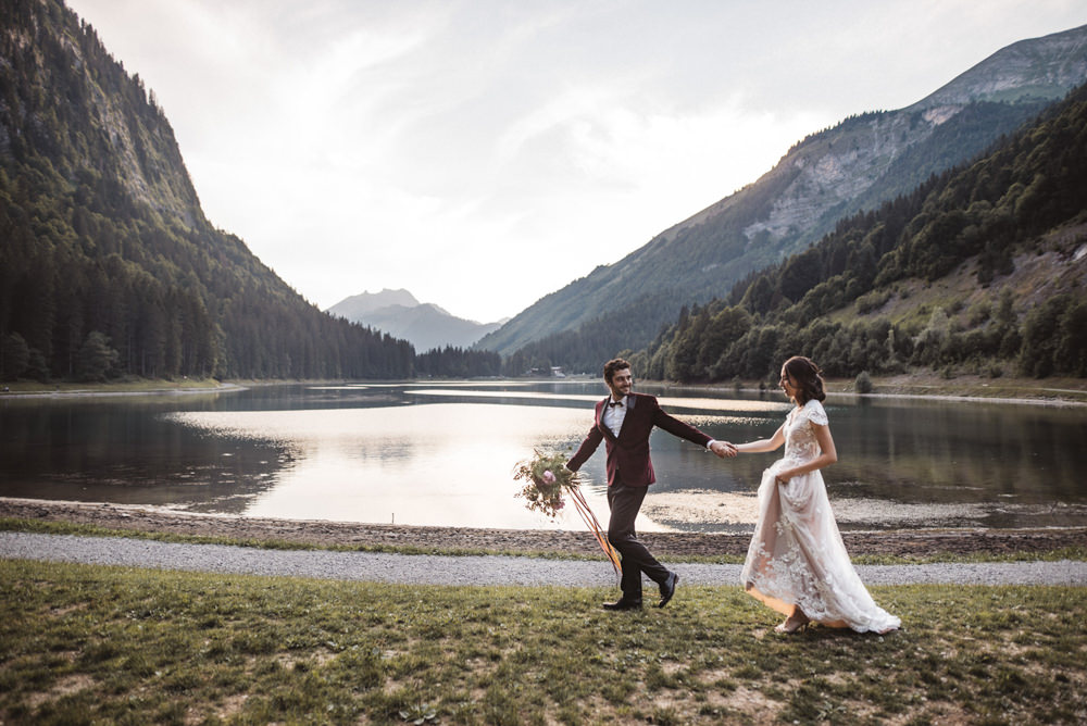 French Alps Folk Boho Mountain Wedding Ideas Katja & Simon Photography