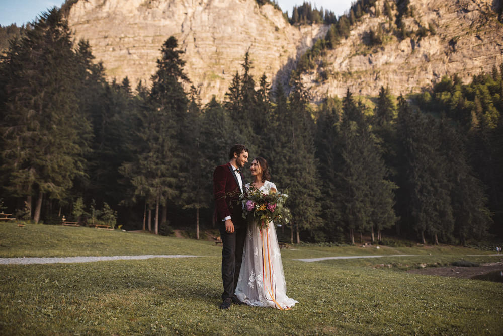French Alps Folk Boho Mountain Wedding Ideas Katja & Simon Photography