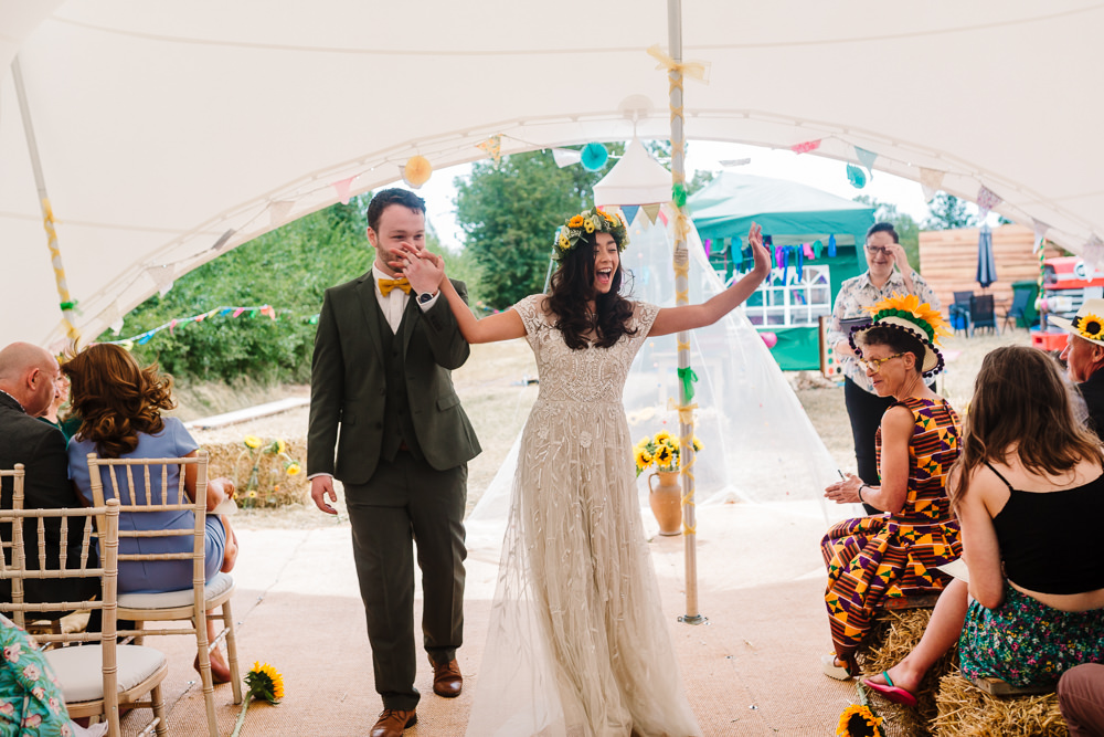 Fun Colourful Festival Camp Wedding Rachel Burt Photography
