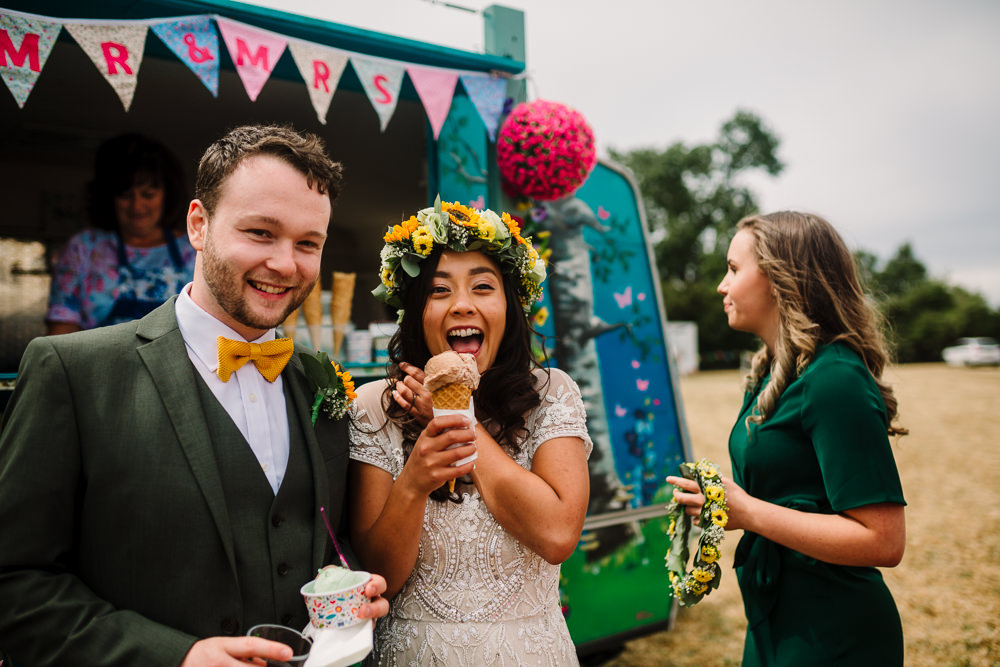 Ice Cream Van Truck Fun Colourful Festival Camp Wedding Rachel Burt Photography