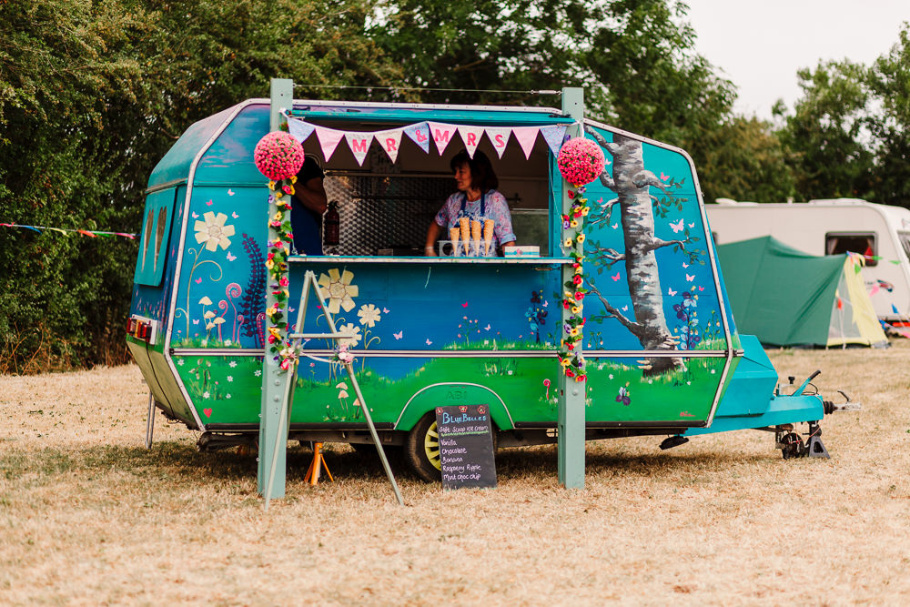 Ice Cream Van Truck Fun Colourful Festival Camp Wedding Rachel Burt Photography