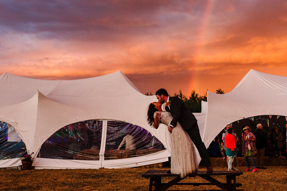 Stretch Tent Marquee Field Rainbow Fun Colourful Festival Camp Wedding Rachel Burt Photography