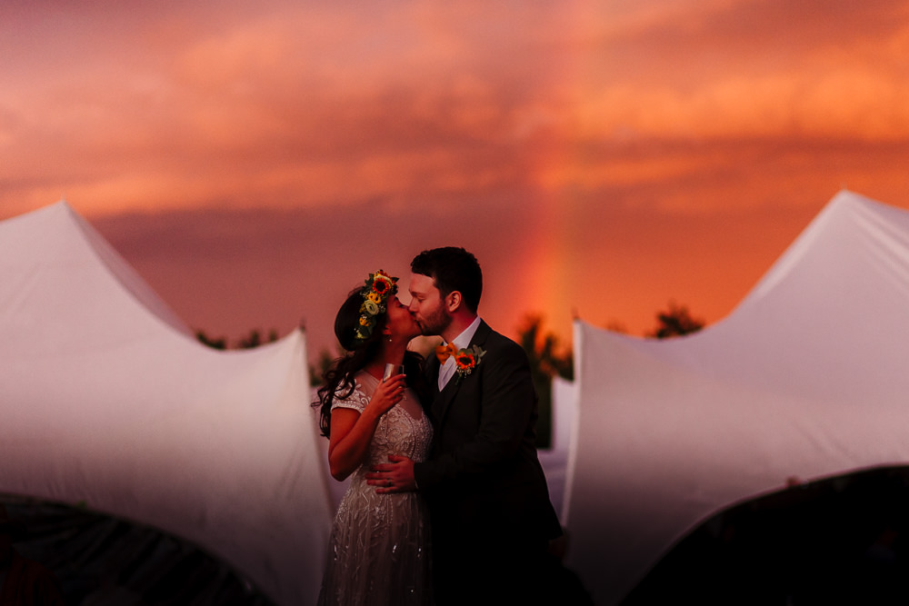 Rainbow Bride Groom Fun Colourful Festival Camp Wedding Rachel Burt Photography