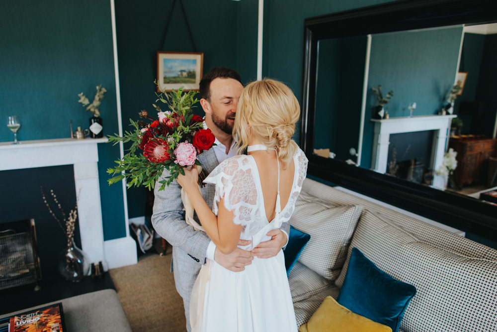 First Look Bride Groom Kiss Godwick Great Barn Wedding Joshua Patrick Photography