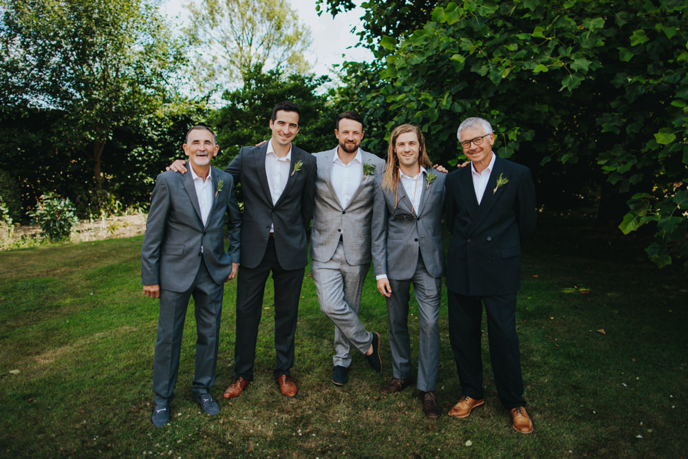 Groom Groomsmen Suits Mismatched Godwick Great Barn Wedding Joshua Patrick Photography