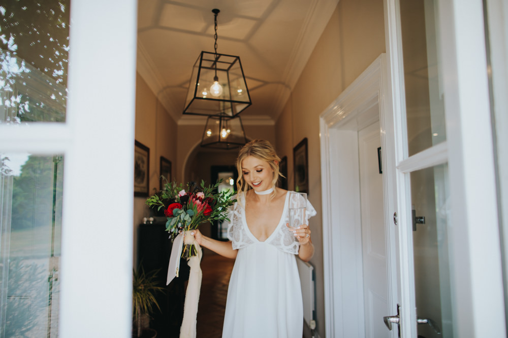 Grace Loves Lace Dress Gown Bride Bridal Sleeves Neckline Bohemian Godwick Great Barn Wedding Joshua Patrick Photography
