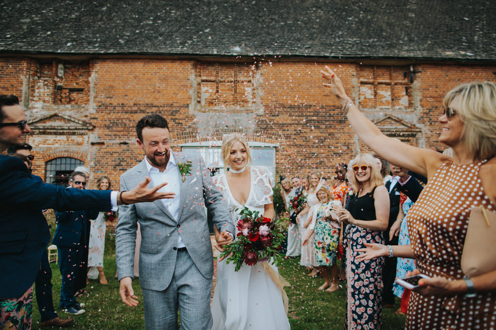 Confetti Throw Godwick Great Barn Wedding Joshua Patrick Photography