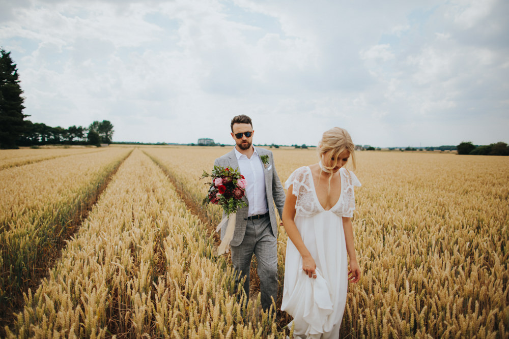 Grace Loves Lace Dress Gown Bride Bridal Sleeves Neckline Bohemian Godwick Great Barn Wedding Joshua Patrick Photography