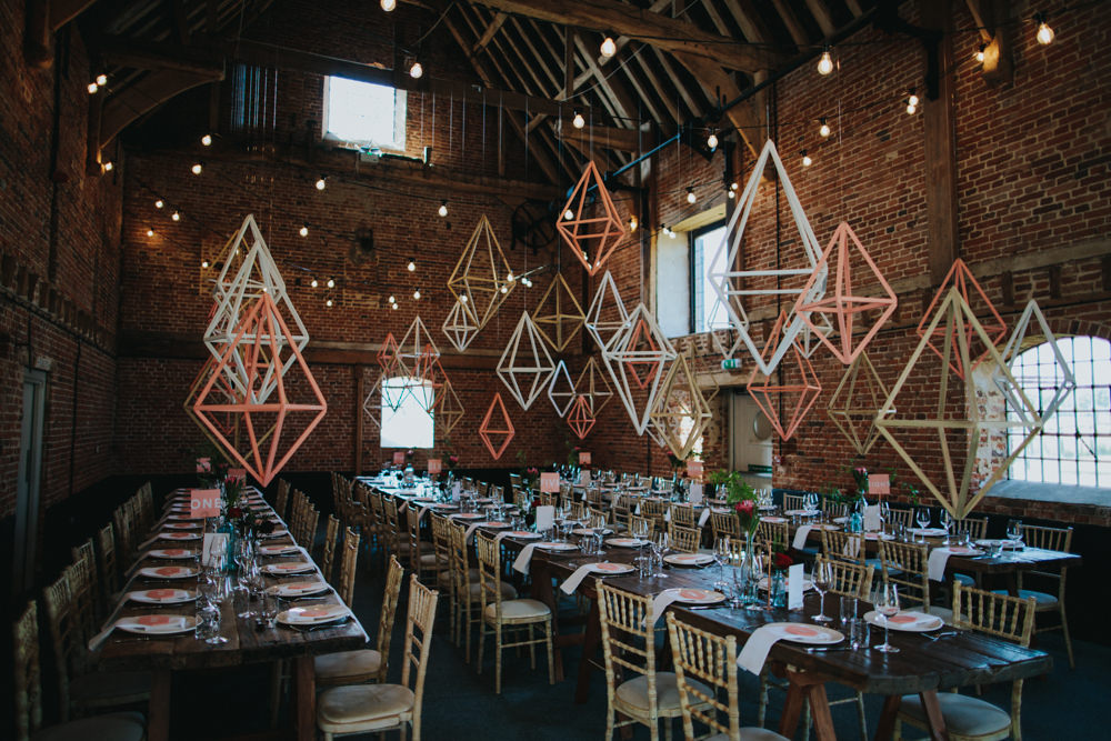 Himmeli Geometric Shapes Hanging Decor Installation Decoration Godwick Great Barn Wedding Joshua Patrick Photography