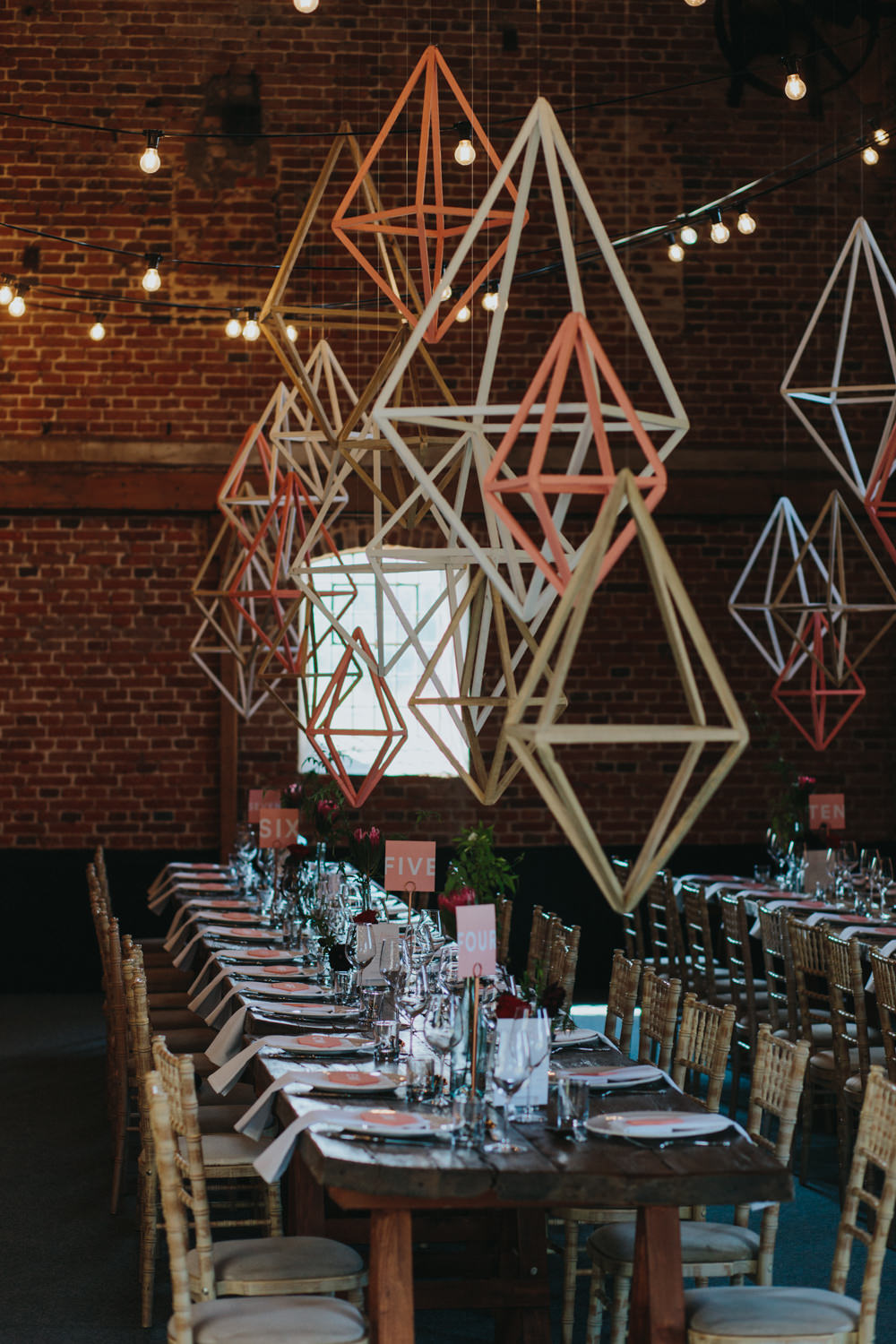 Himmeli Geometric Shapes Hanging Decor Installation Decoration Godwick Great Barn Wedding Joshua Patrick Photography