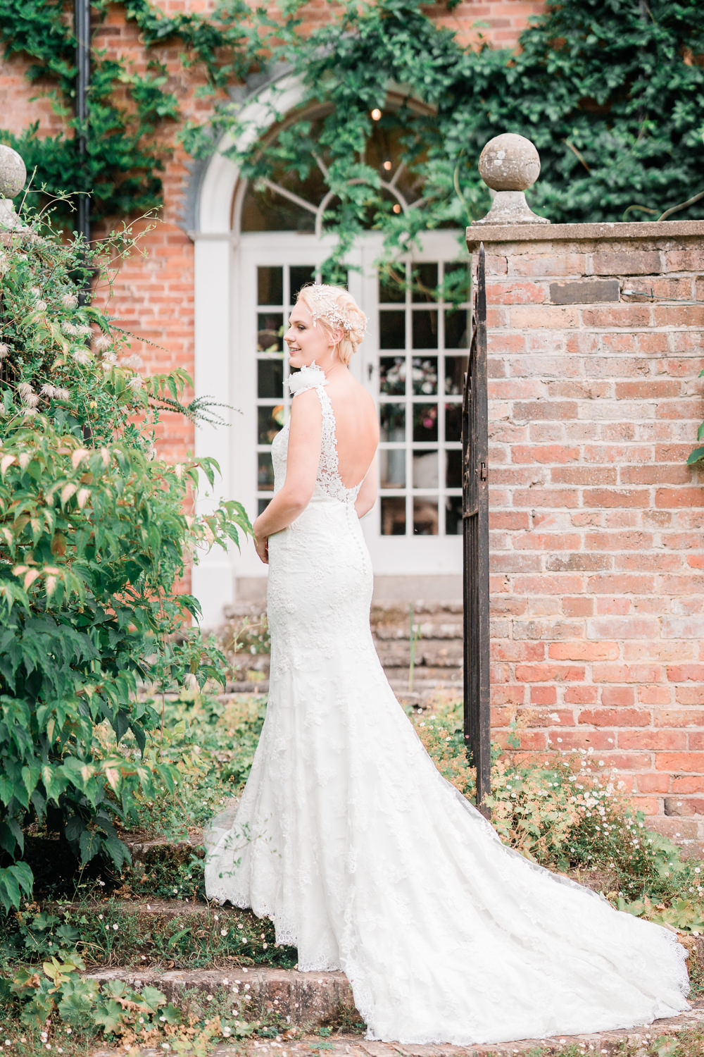 Dress Gown Fit Flare Lace Train Straps Bride Bridal Golden Autumnal Wedding Ideas Joanna Briggs Photography