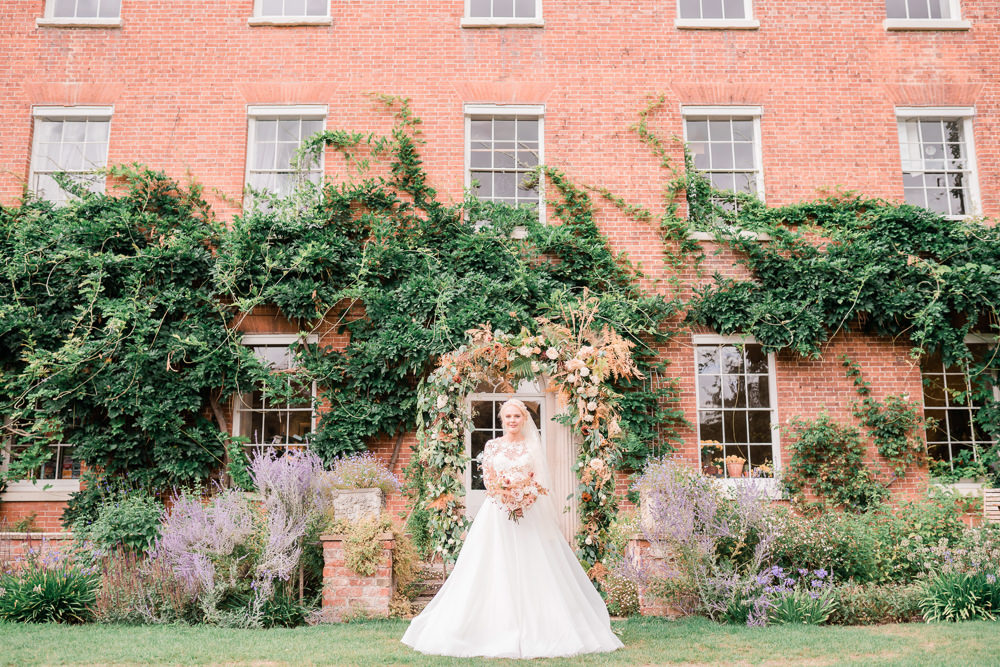 Flower Arch Floral Backdrop Ferns Grass Berries Dahlias Rose Roses and Dahlias Apricot Blush Copper Golden Autumnal Wedding Ideas Joanna Briggs Photography