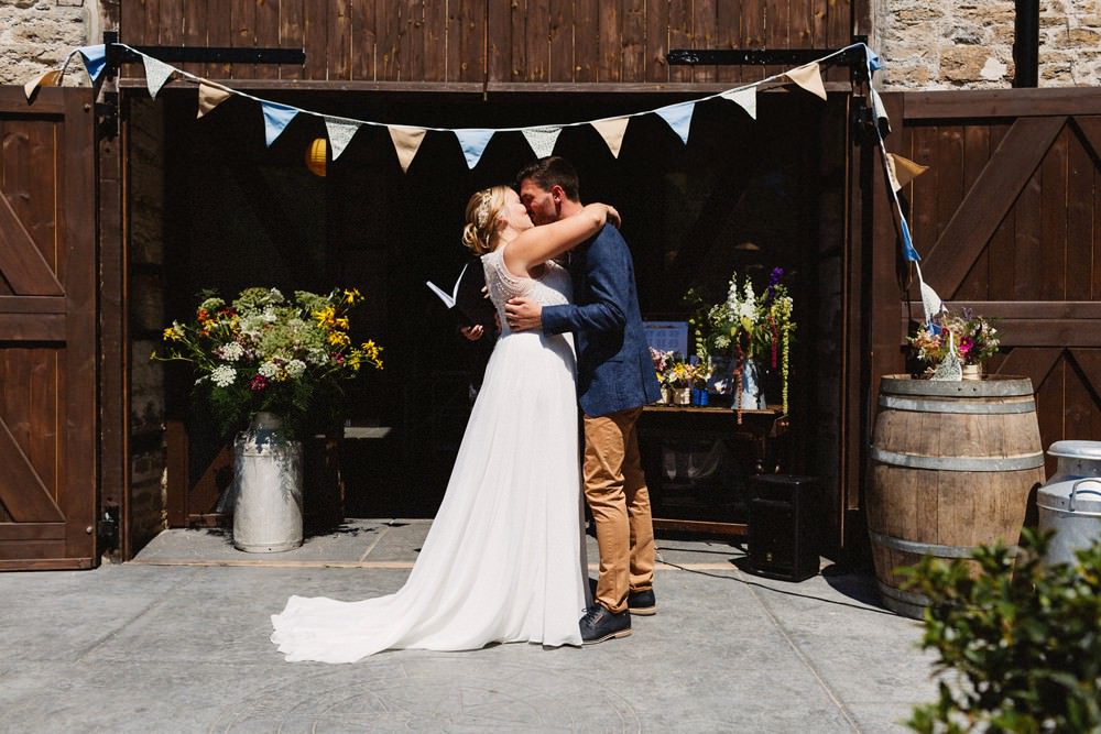 Outdoor Ceremony Bunting Barn Gorwell Farm Wedding Jason Williams Photography