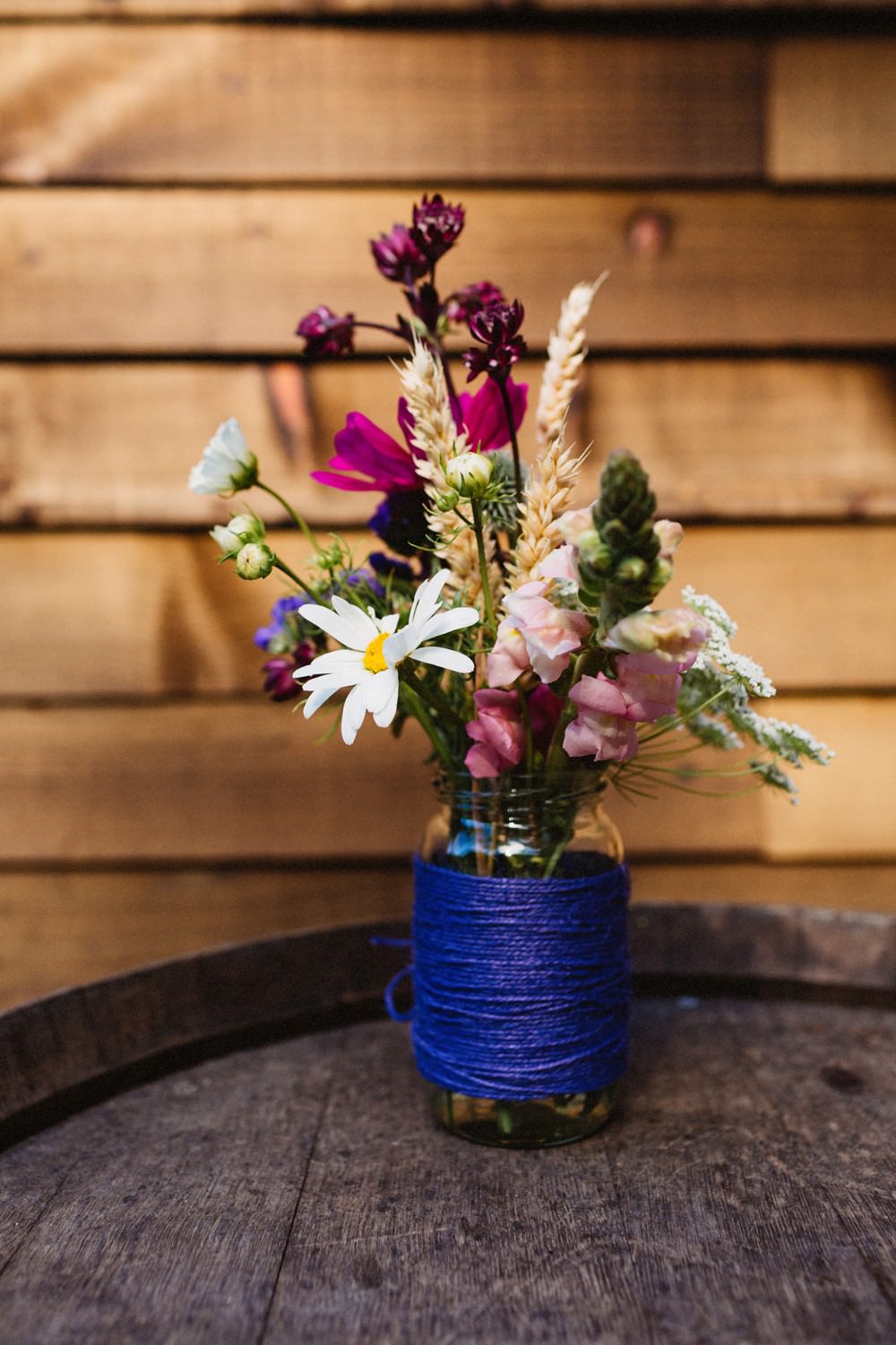 Jar Twine Flowers Wild Meadow Gorwell Farm Wedding Jason Williams Photography
