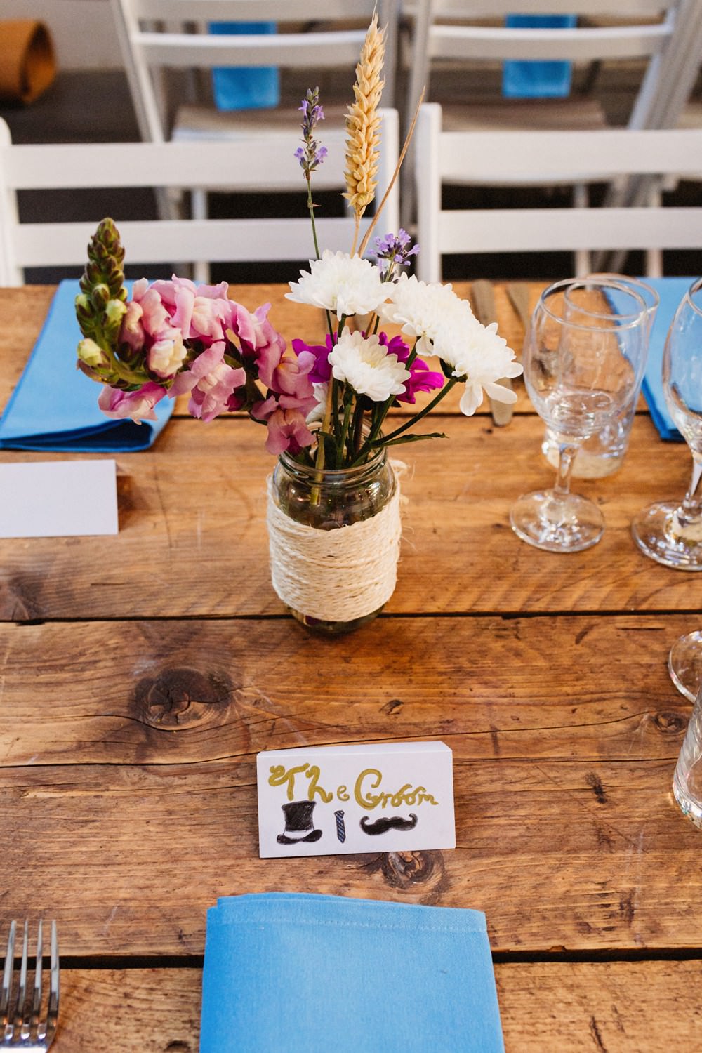 Jar Twine Flowers Wild Meadow Gorwell Farm Wedding Jason Williams Photography